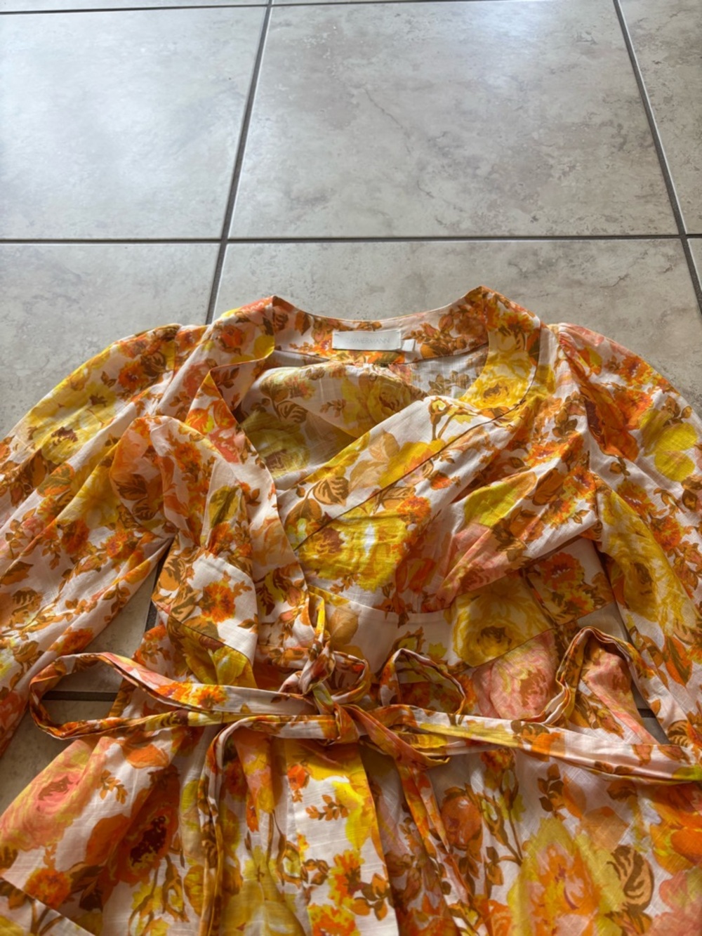Zimmermann Raie Mini Dress in Yellow & Orange Floral - Picture 3 of 6